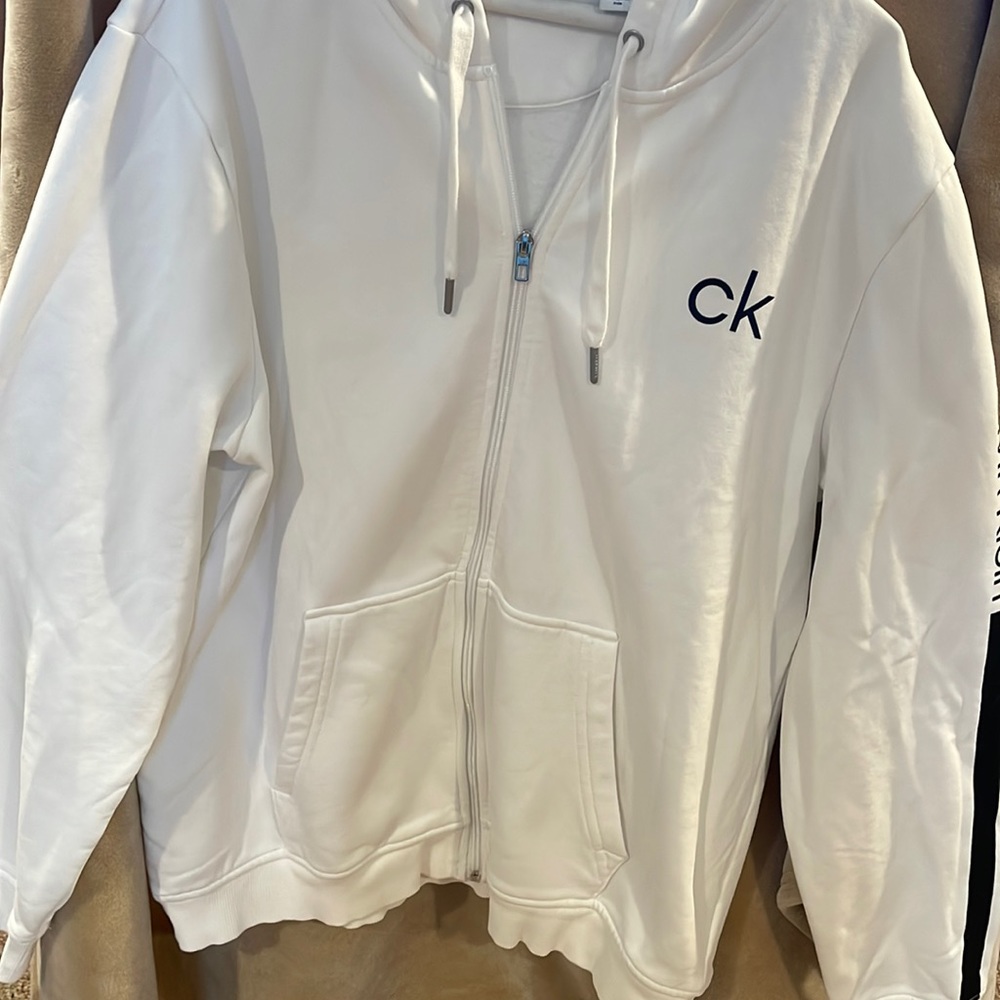 Men’s White Calvin Klein Zip Up Hoodie